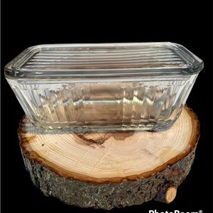 Anchor Hocking refrigerator ribbed glass dish.